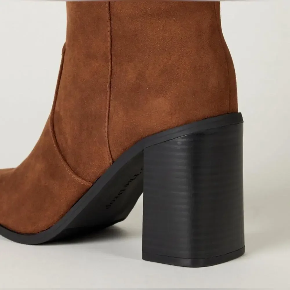 NEW The Drop Women's Cassandra‎ Knee-High Western Boot size 6.5 Brown